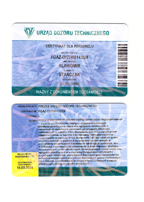 Uprawnienia F-GAZ III